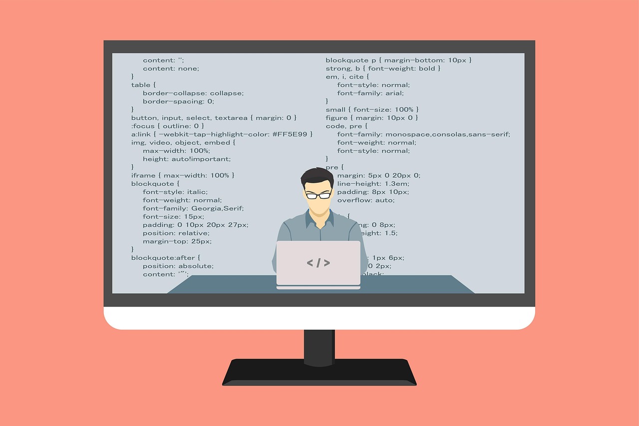 Website code on a screen